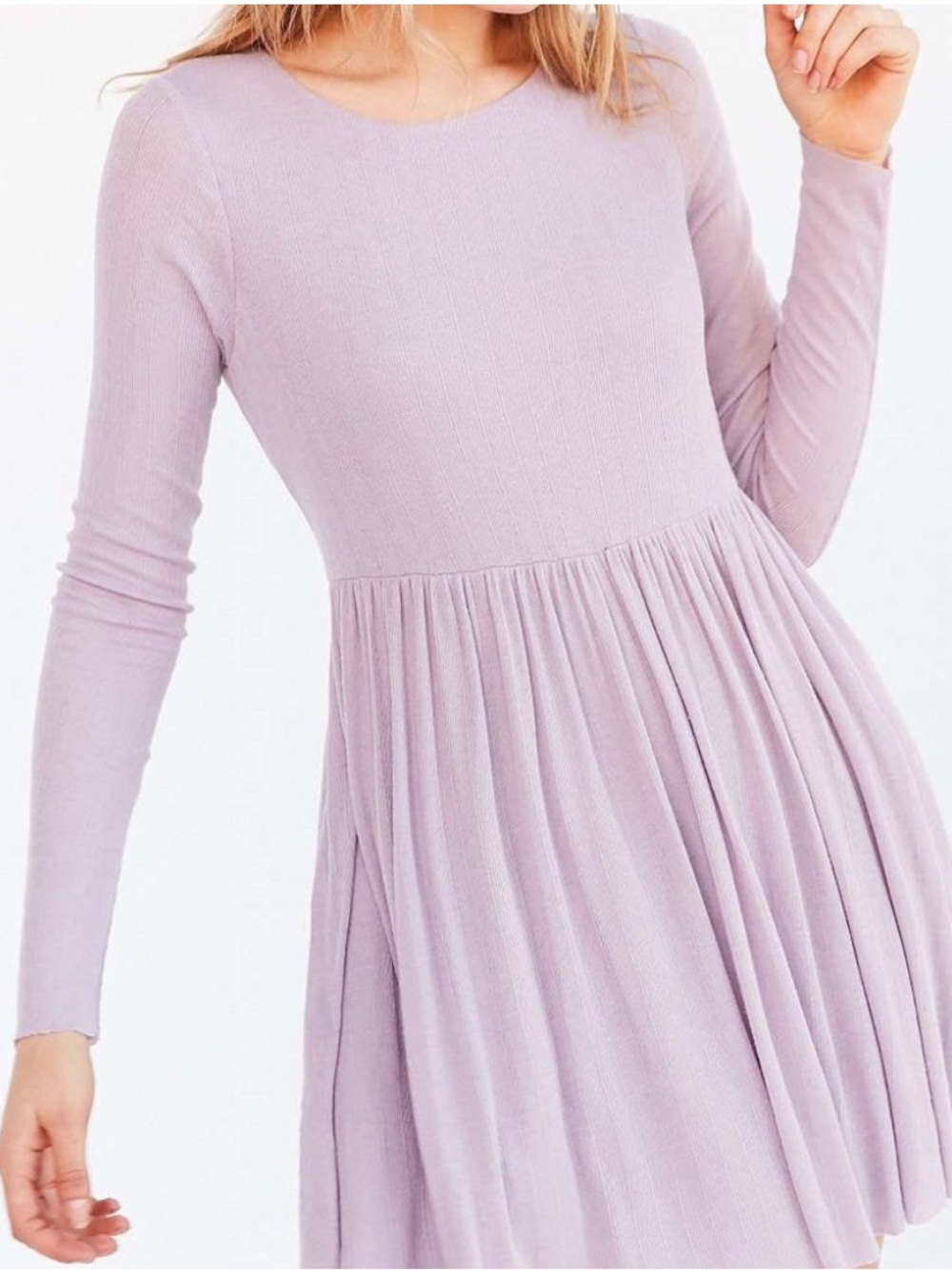Kimchi Blue lavender Vidal cozy long sleeve babydoll dress